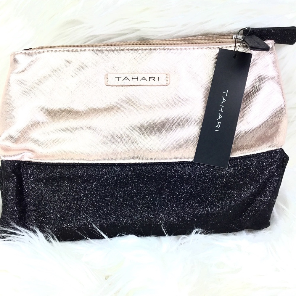Tahari Rose Gold Cosmetic Bag